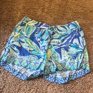 Lilly Pulitzer Bermuda Shorts Blue and Green Tropical Print